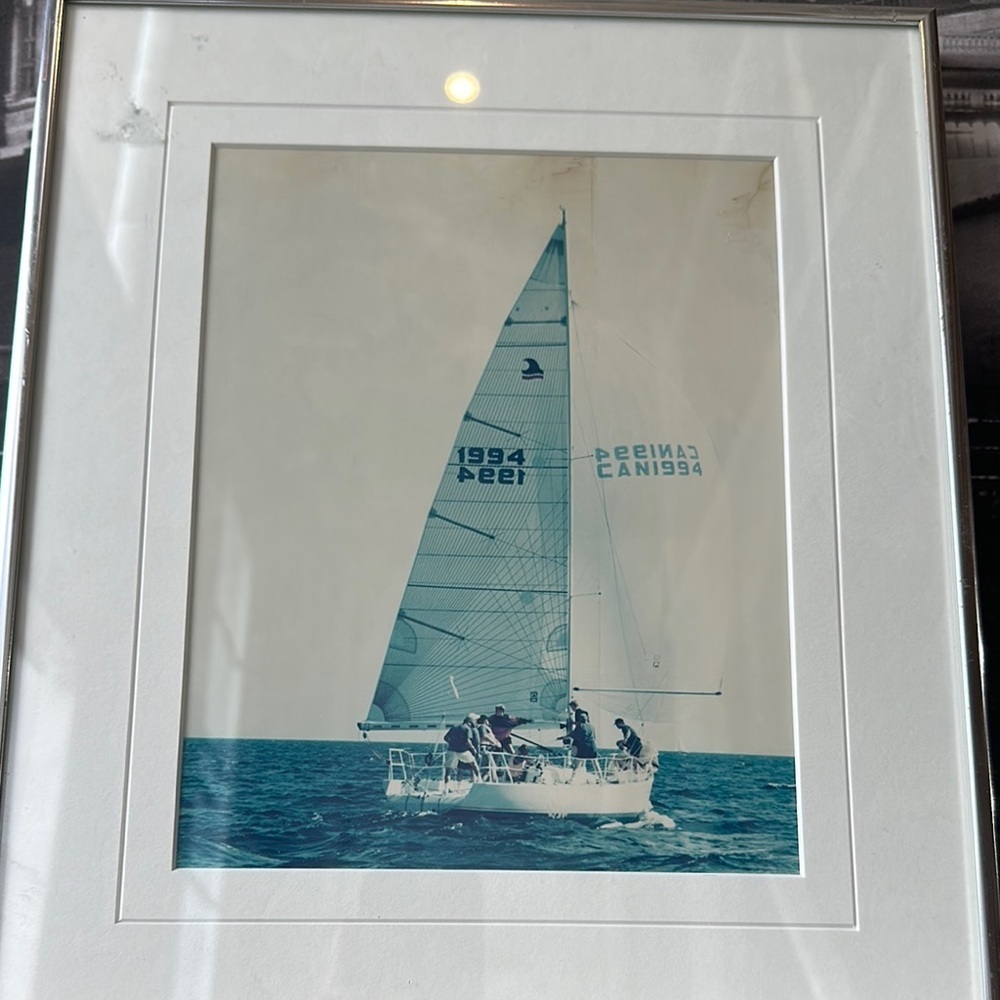 Vintage Blue Nautical Sailboat Photography Art In Silver Frame - Picture 8 of 17